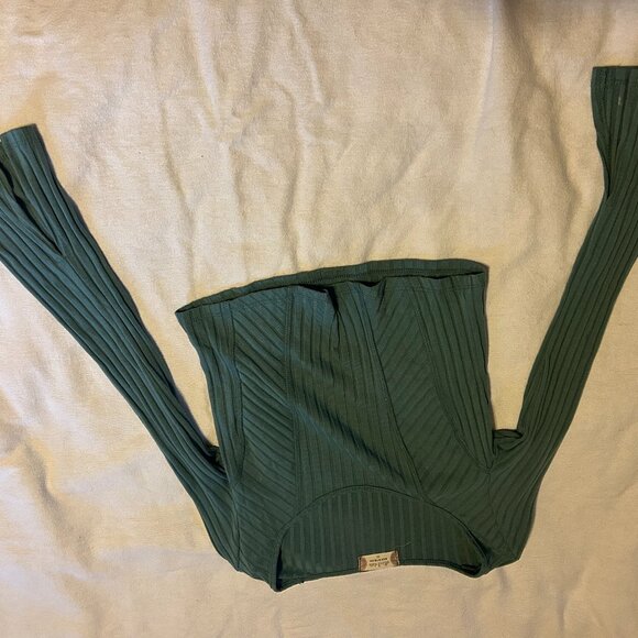 Altrd State Aqual Blue cropped top with split bell sleeves - Picture 2 of 2